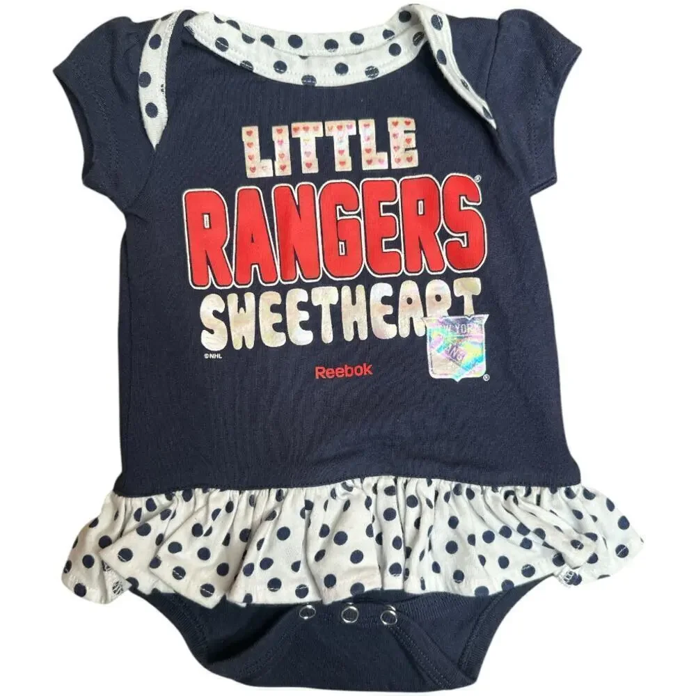 Reebok Navy Little NY Ranger NHL Team Apparel Short Sleeve One Piece Size 0/3 M